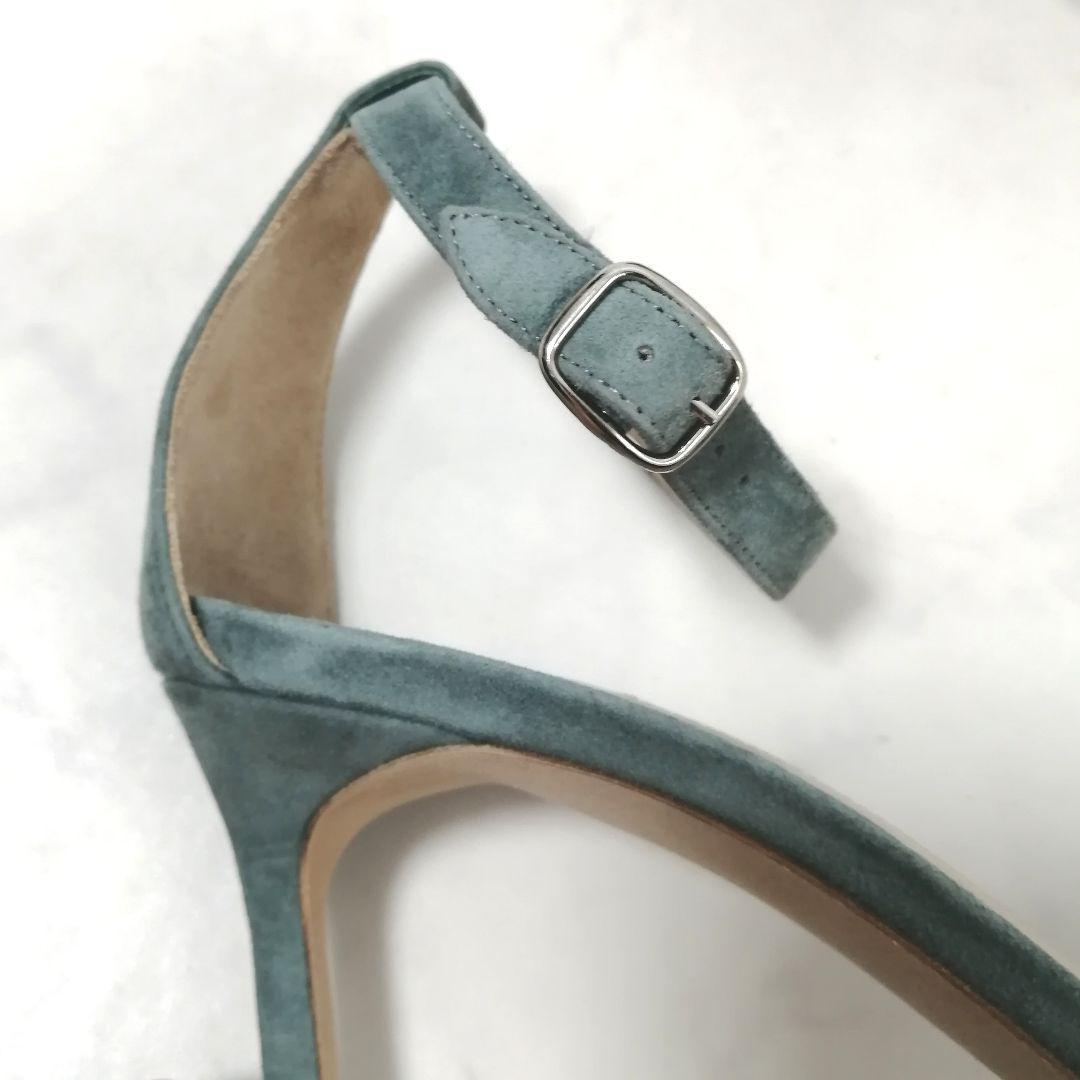 良品✨ マノロブラニク　アンクルストラップ サンダル　35 1/2　くすみブルー