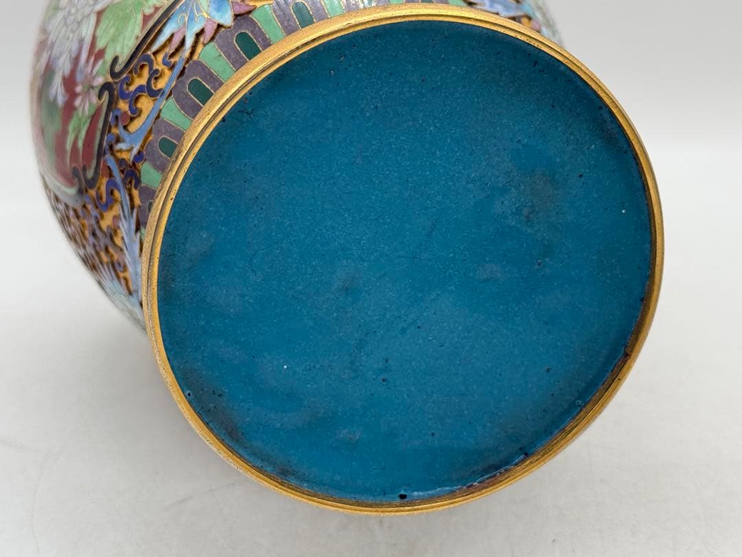 中国　七宝焼　花鳥紋瓶　送料込み260113