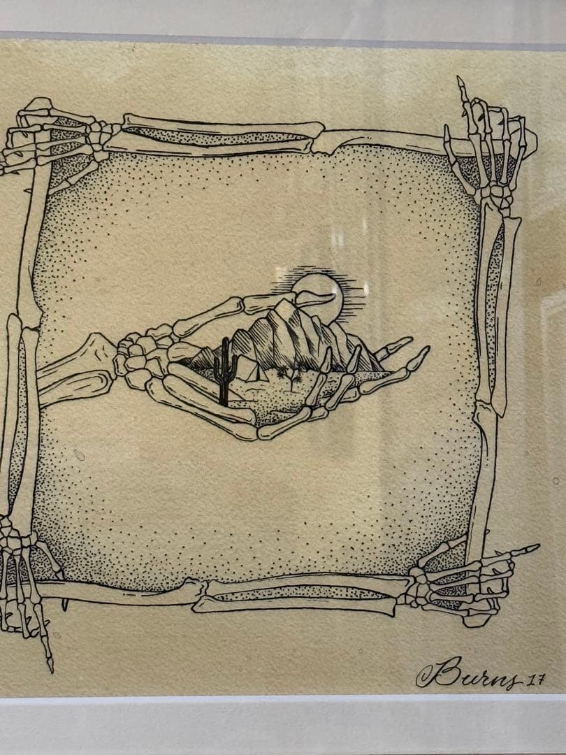 Burny 彫師　ポスター　額付き　ドット絵　タトゥー　絵　アメリカ絵画　アート