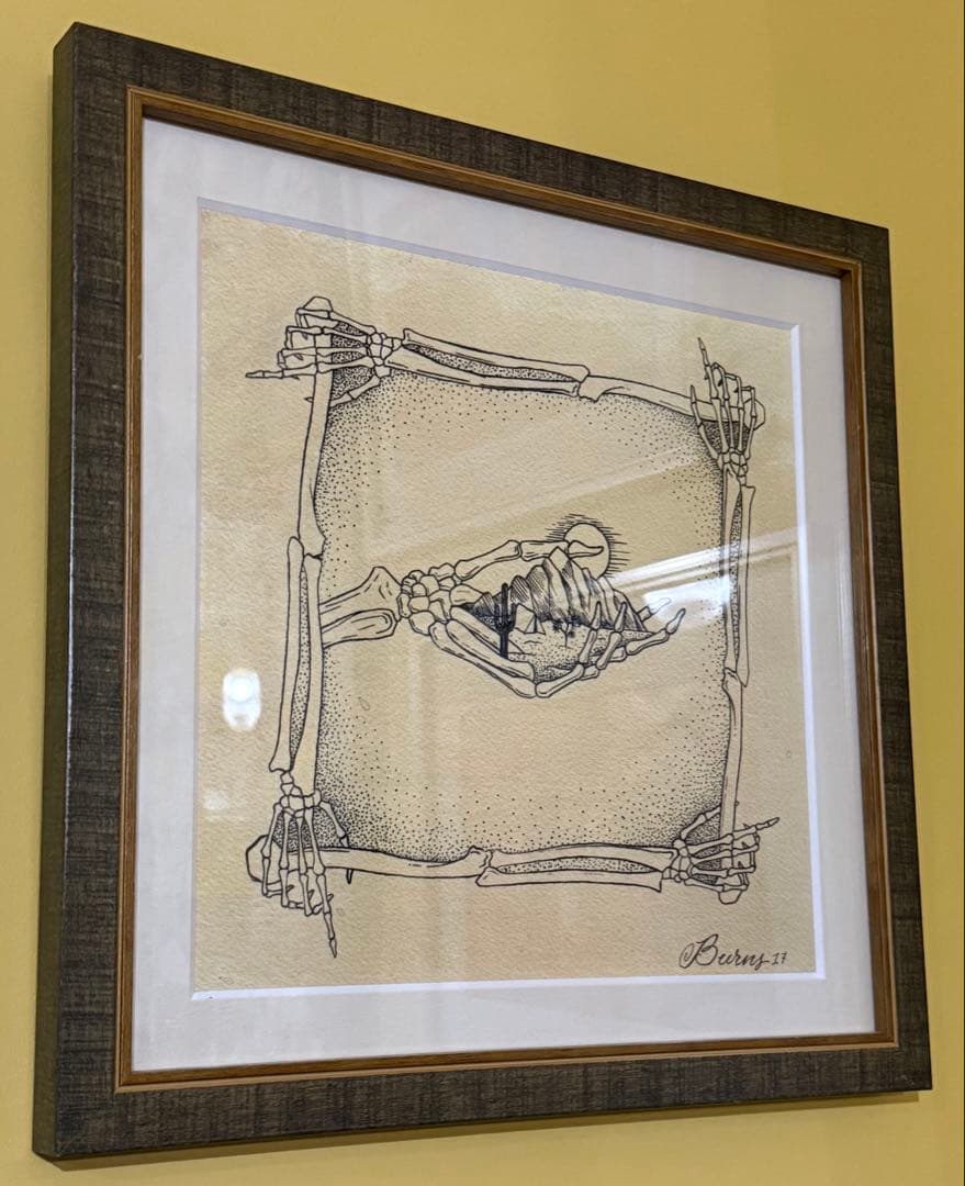 Burny 彫師　ポスター　額付き　ドット絵　タトゥー　絵　アメリカ絵画　アート