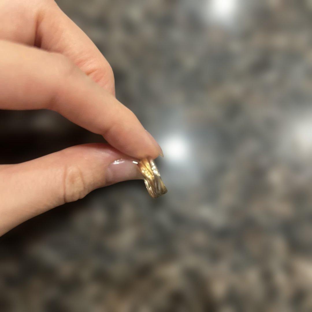 K18フープ型ピアス 片方　トリニティ 18金