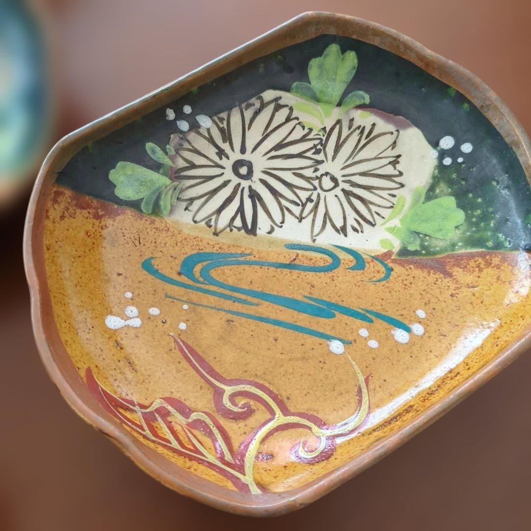 骨董　向付　菊に水流　皿　陶器　取り皿　アンティーク　5枚〜