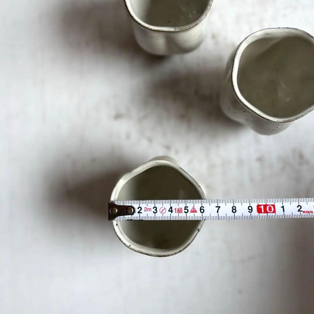 777 民芸 民陶 唐津焼 中里隆 粉引 瓜型湯呑み 3点組 美品