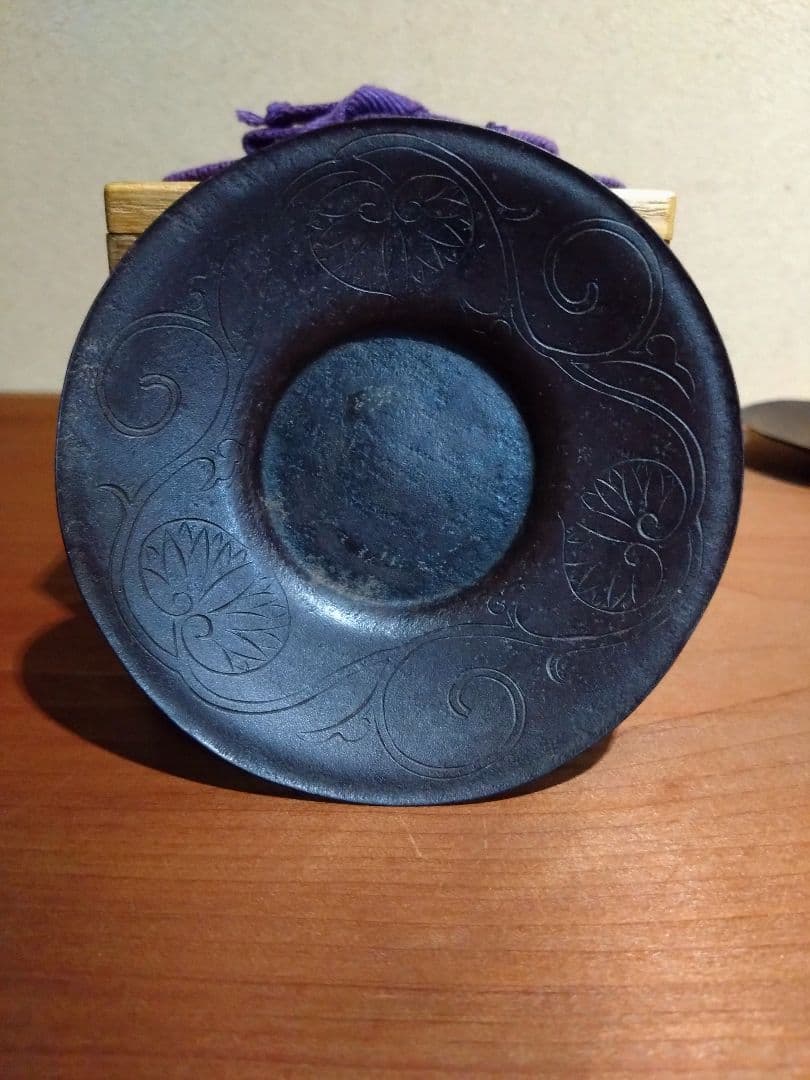 鉄の煎茶道具 鉄製 三つ葉葵 繋ぎ紋 茶托 五客 鉄器 茶道具