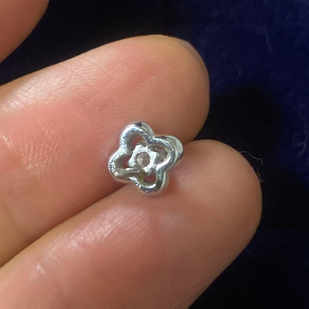 あんあん　方耳ピアス　モーブッサン ダイヤ　k18