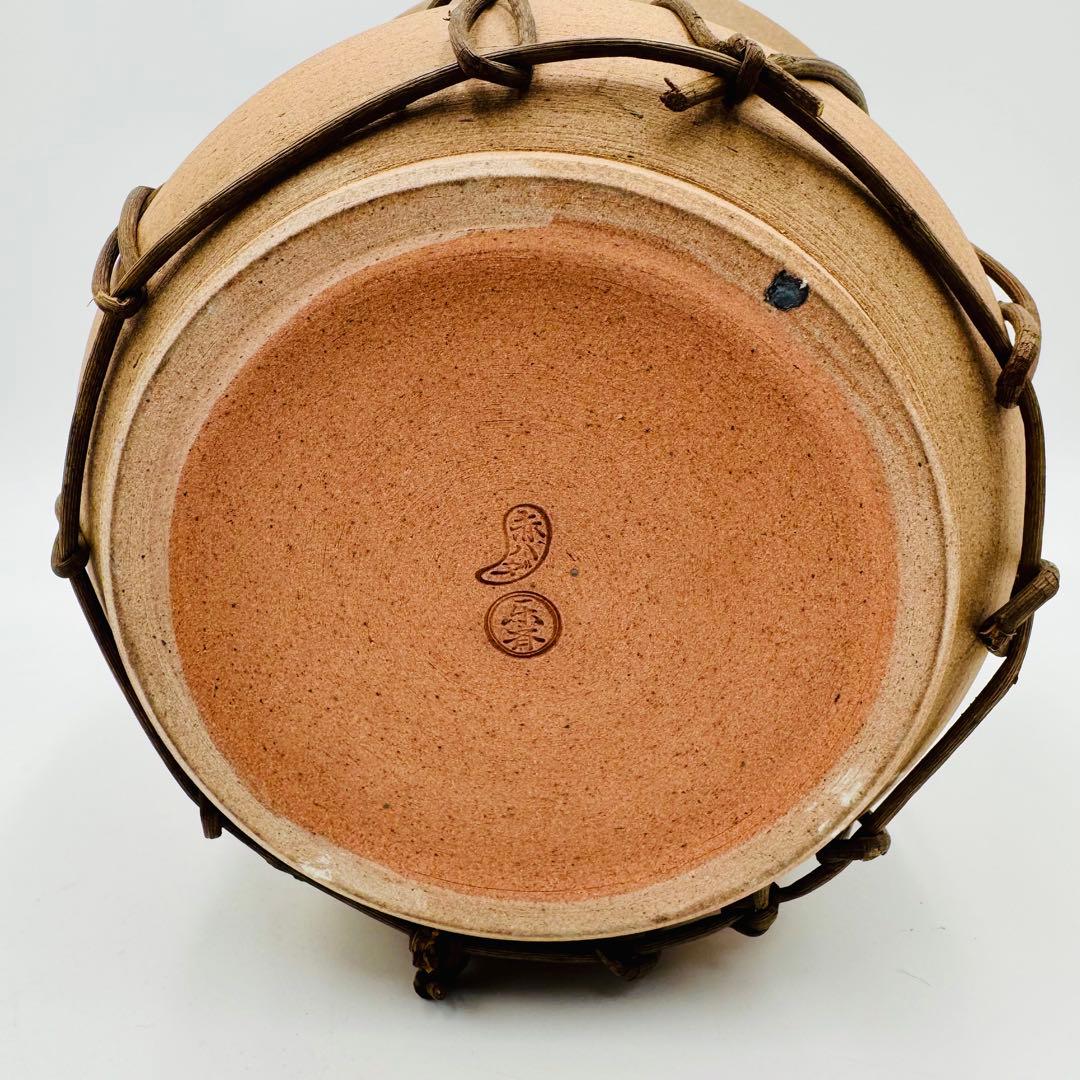 【楽斎　赤膚焼　春日大社　ほとぎ水指　共箱　茶道具】共布骨董　アンティーク