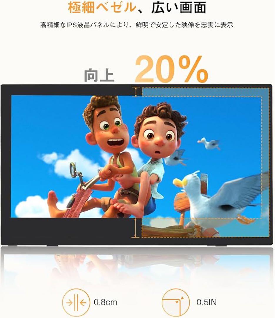 モバイルモニター　15.6インチ　自立型　収納ケース付き　スピーカー内蔵　ベゼル