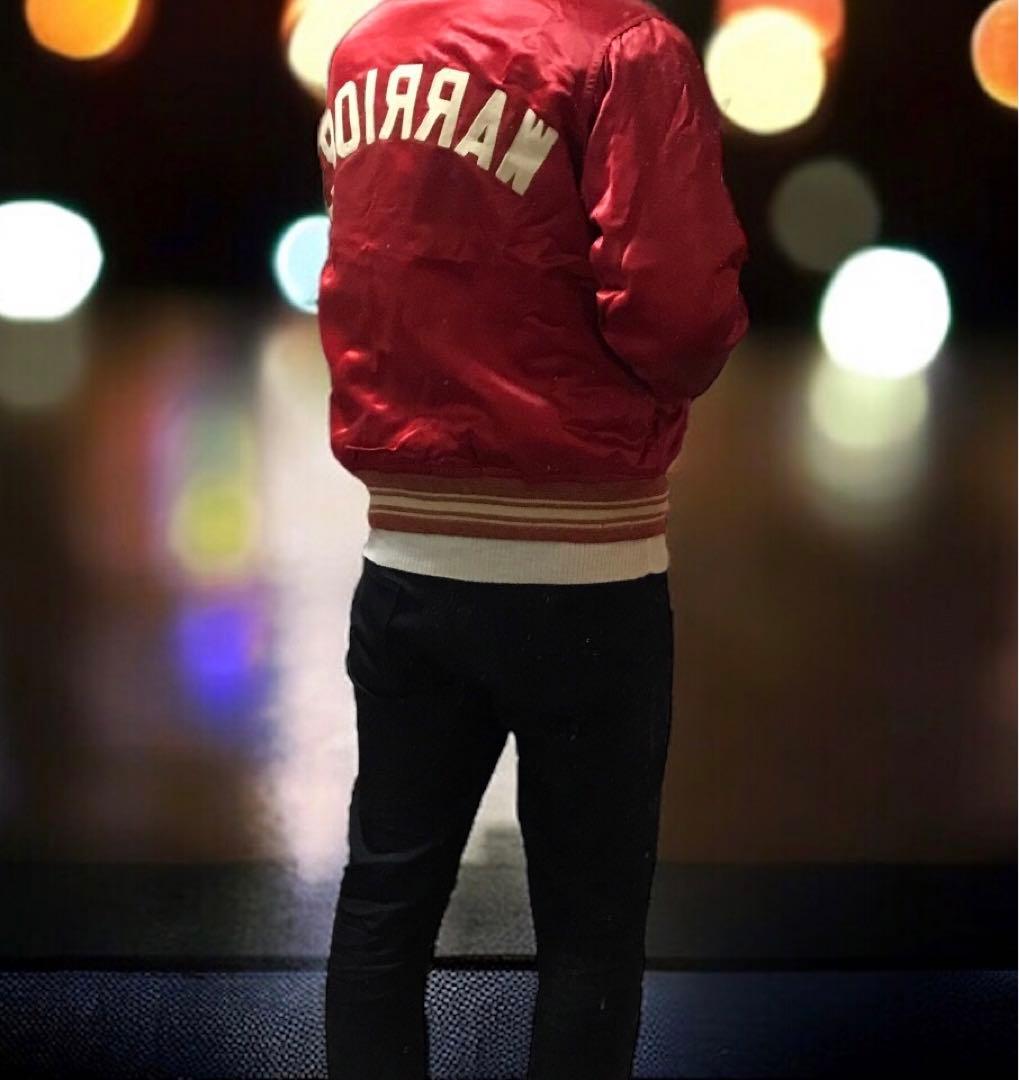 vintage 40s 50s サテンスタジャン ボタスタ 赤　ロカビリー