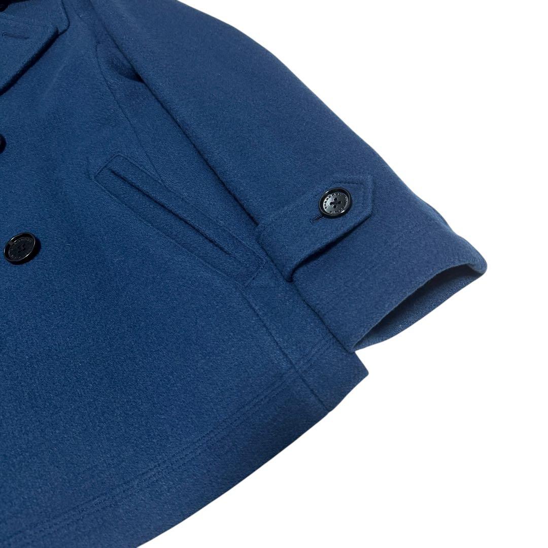 バーバリーブラックレーベル　ピーコート　ブルー　シャドーチェック　ウールコート