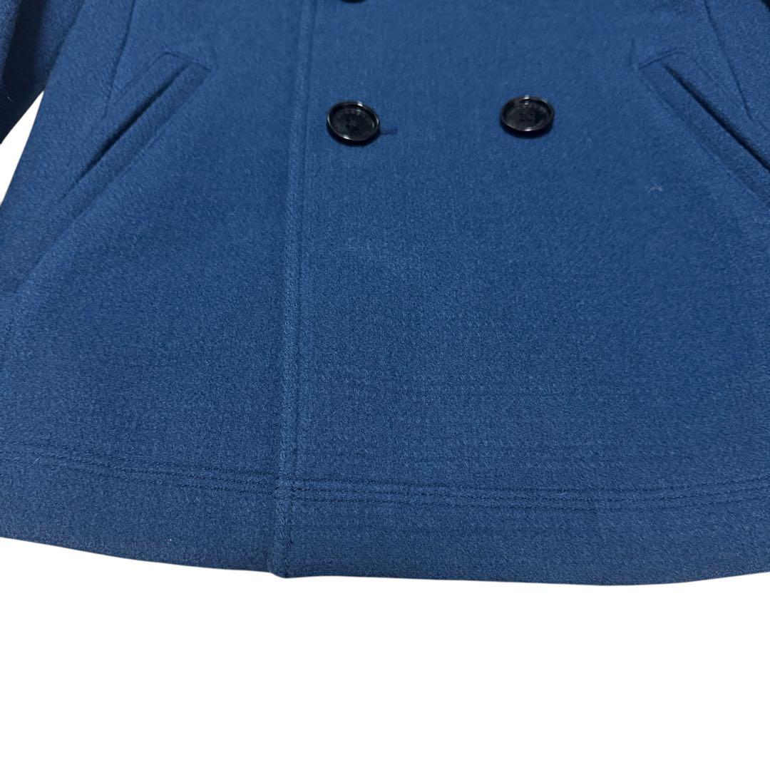 バーバリーブラックレーベル　ピーコート　ブルー　シャドーチェック　ウールコート