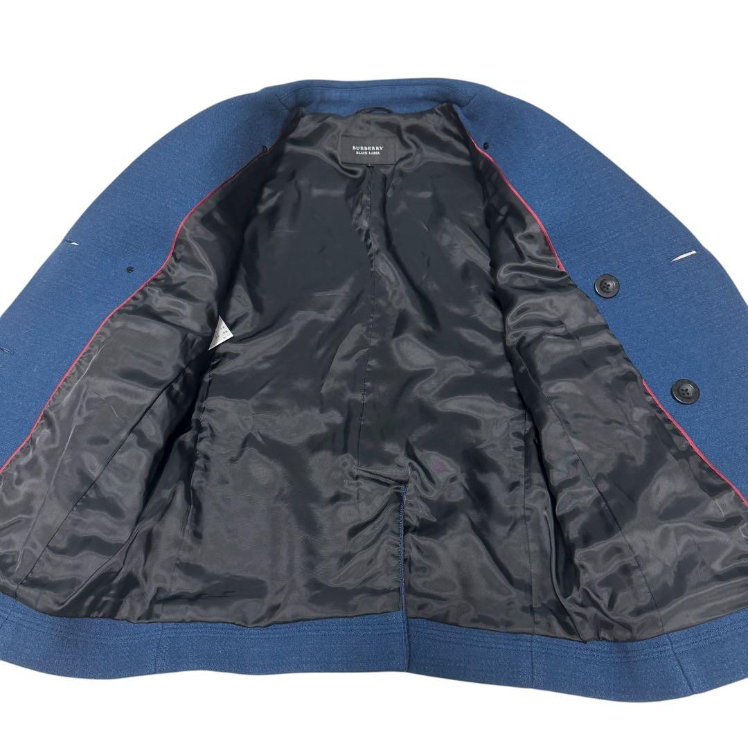 バーバリーブラックレーベル　ピーコート　ブルー　シャドーチェック　ウールコート