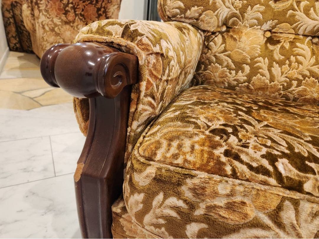 オールドカリモク　old karimoku 金華山　アンティーク　1人掛けソファ