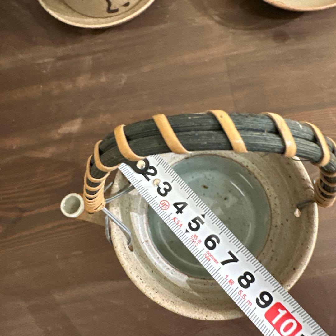 土瓶蒸し器　素焼き　4セットと受け皿1枚付き