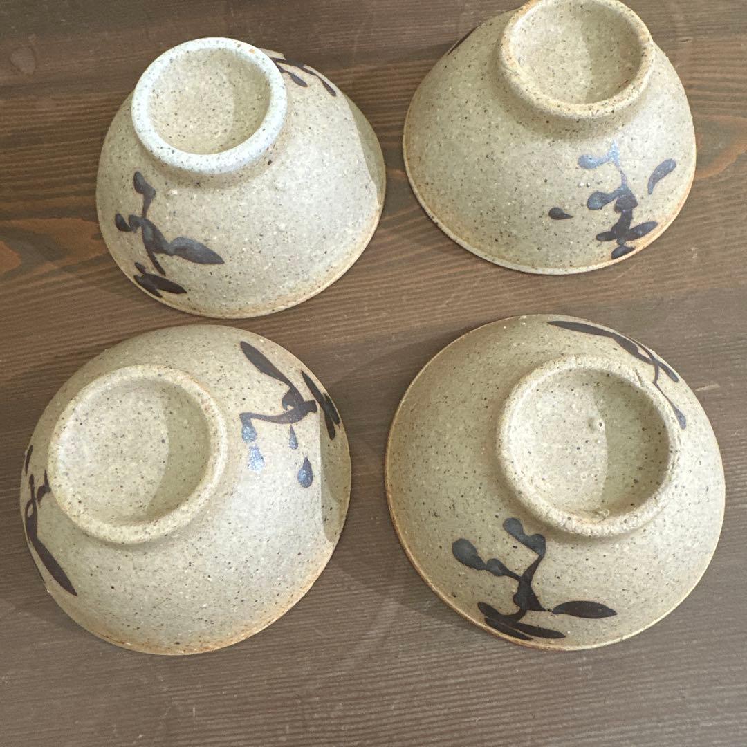 土瓶蒸し器　素焼き　4セットと受け皿1枚付き