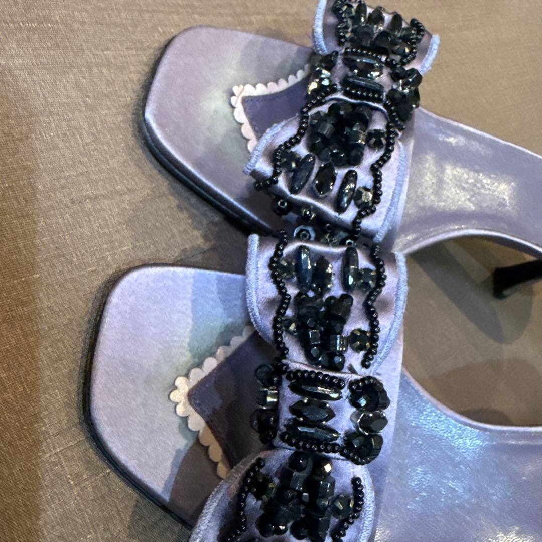 PRADA ビーズ装飾 紫色 オープントゥサンダル