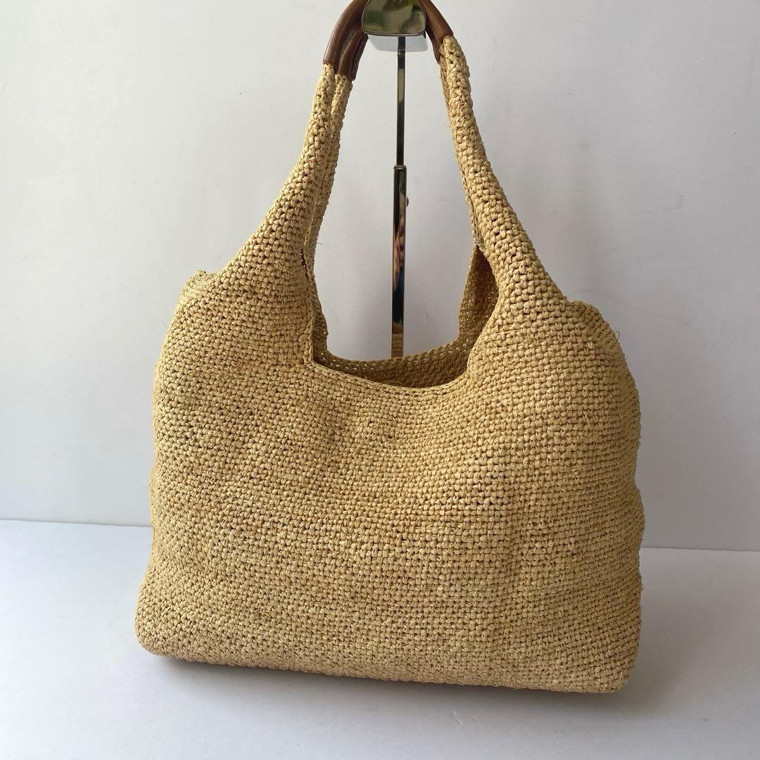 美品 HELEN KAMINSKI トート ショルダー ラフィア レザー 茶