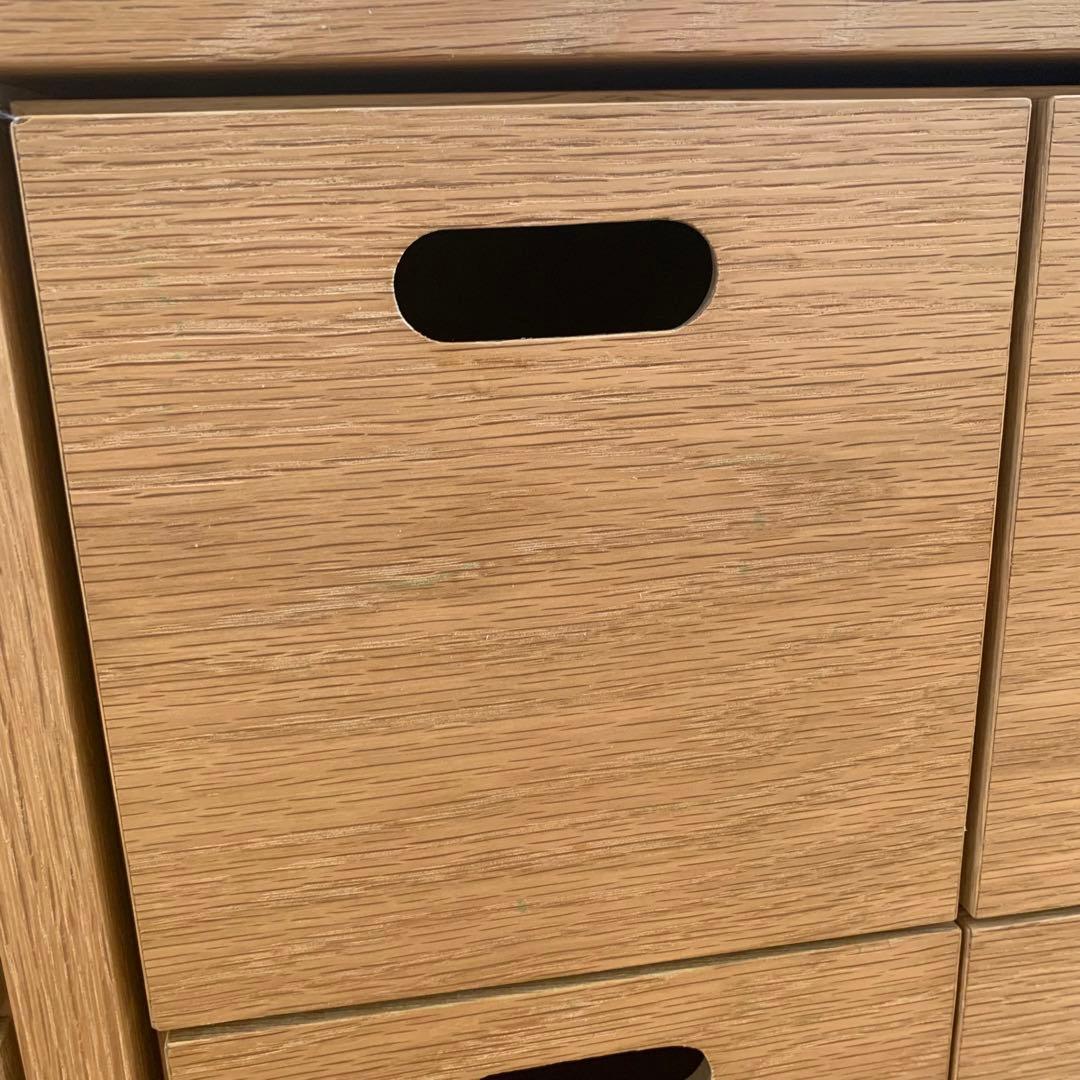 【くまこ•×•】無印スタッキングシェルフ　5段×2列オーク材＋チェスト3つ