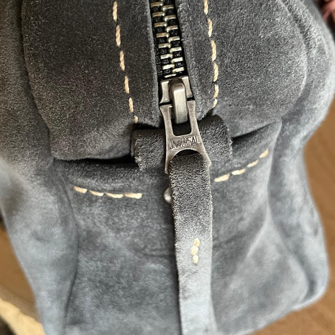 グレー スエード ボストンバッグ　kudu革ボストンバッグ　シンプル　秋冬バッグ