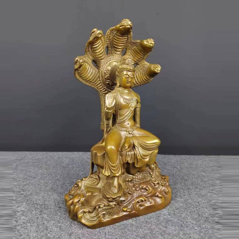 銅器 仏像 竜樹菩薩 蛇仙 仏堂 供養 鎮宅 辟邪 開運風水 招財 置物 工芸品