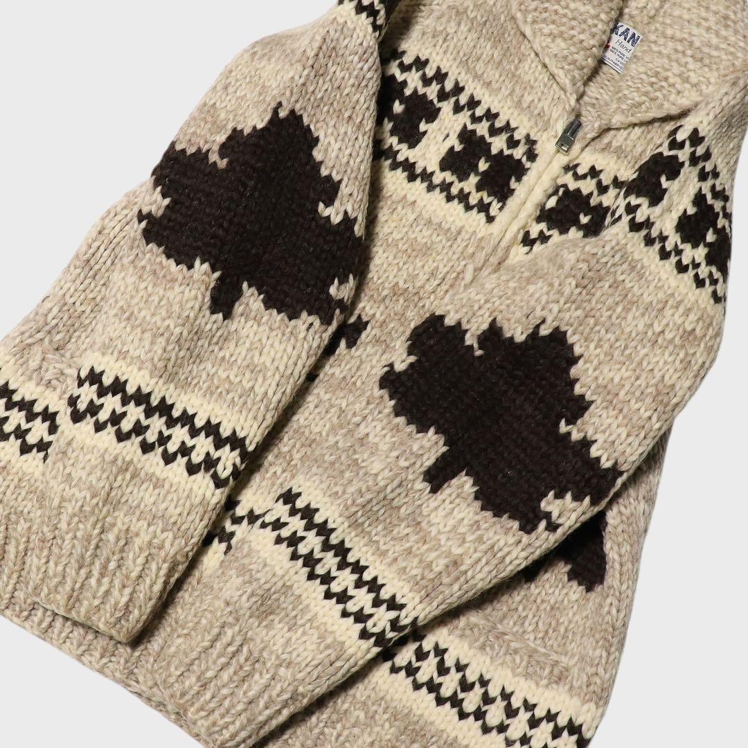 美品★L★KANATA★カウチンニット★メープル リーフ★カナダ製★カーディガン