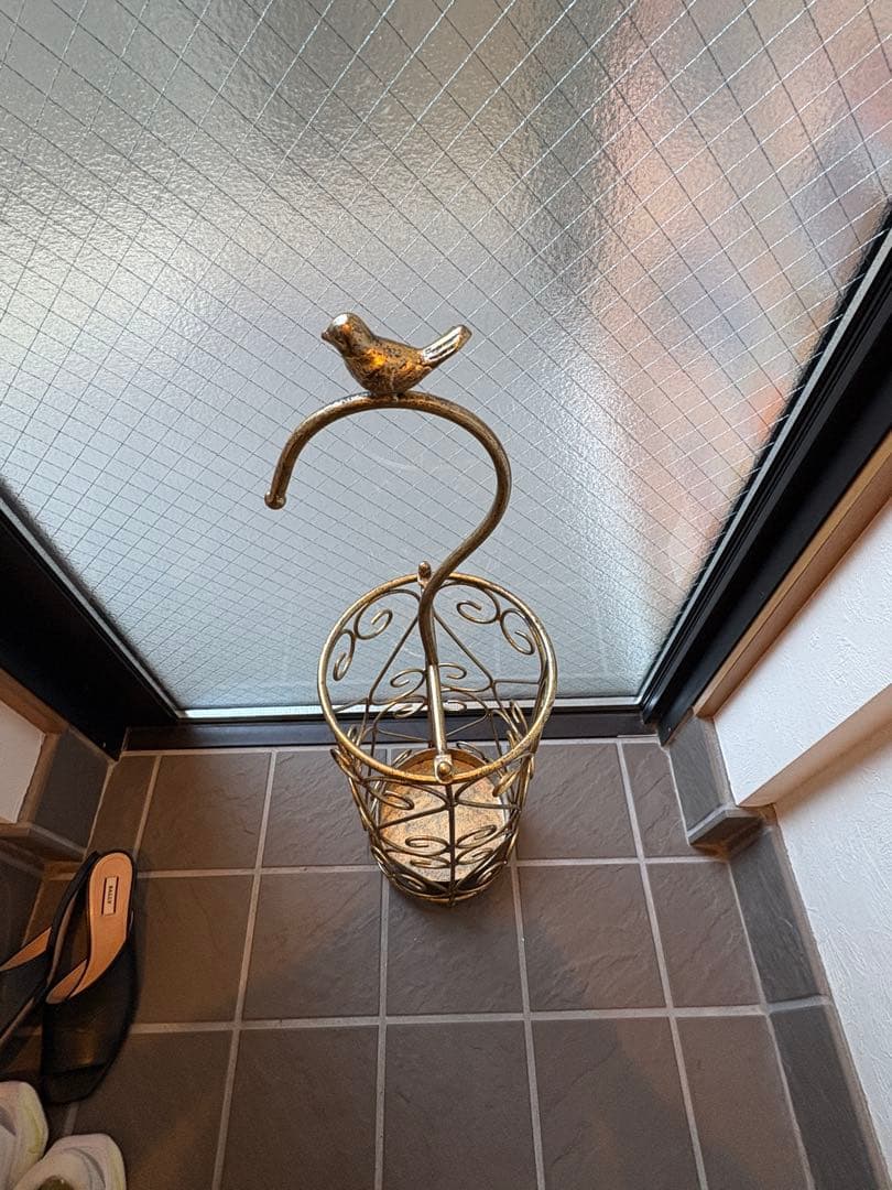 アンティーク傘立て オシャレ ゴールド ハート 小鳥モチーフ