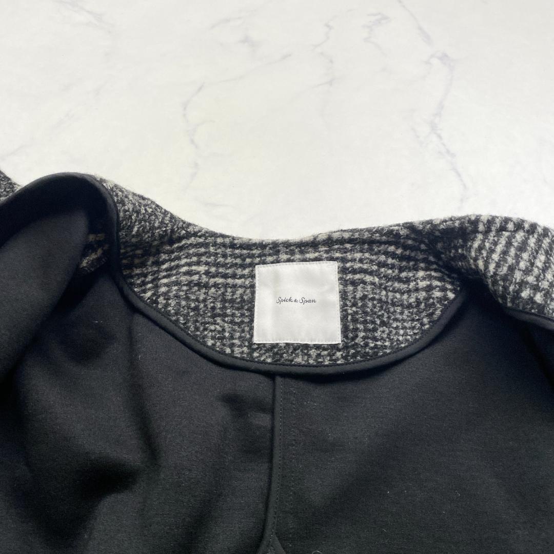 美品✨Spick&Span Wスライバーノーカラーチェックポンチョコート 36