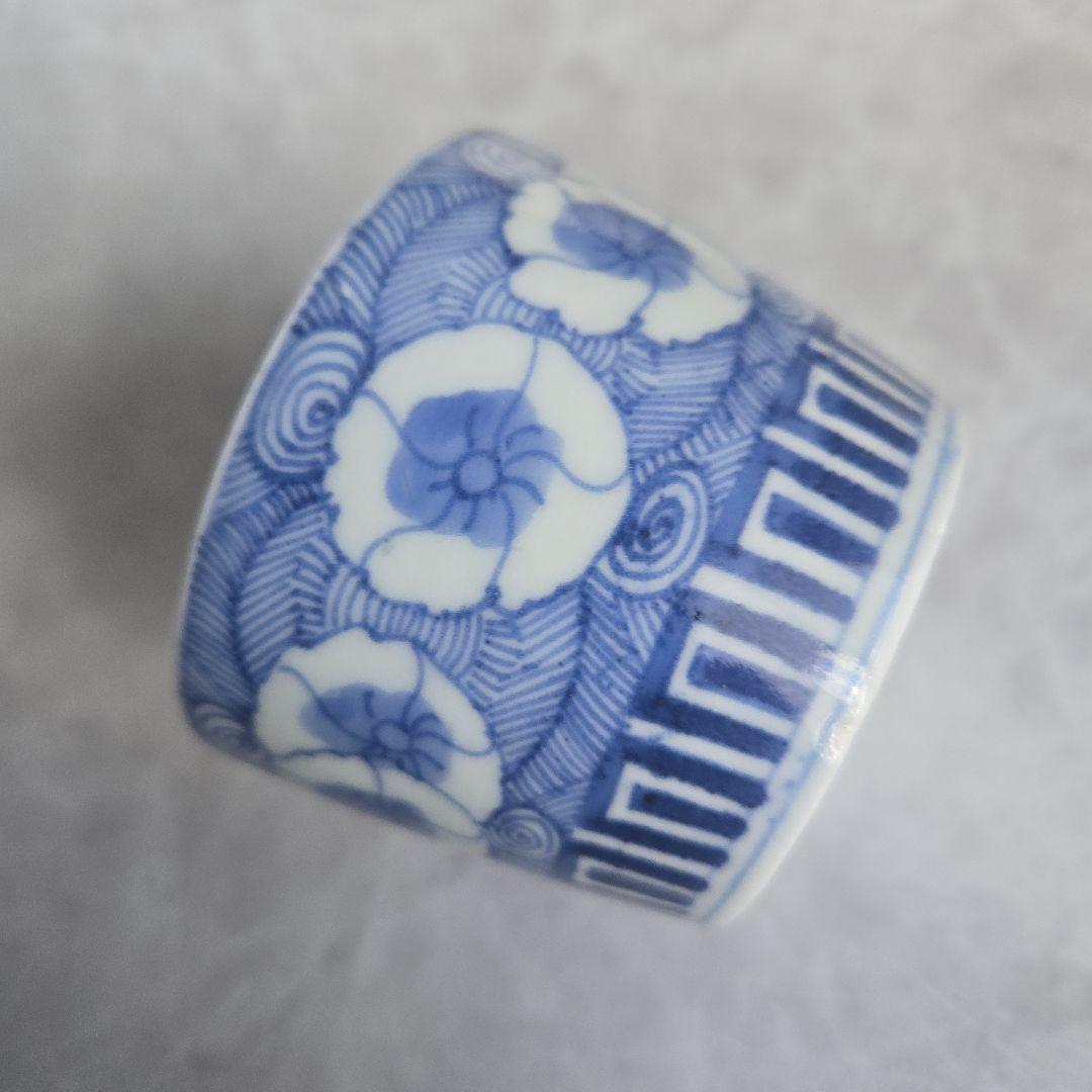 古伊万里　染付　猪口　蕎麦猪口　撫子　江戸時代　骨董　金継ぎ　アンティーク