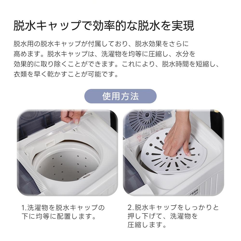 二槽式洗濯機 縦型洗濯機 洗濯6.5kg/脱水槽4kg 大容量タイマー機能付き