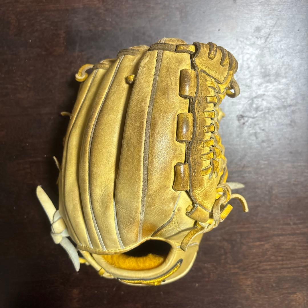 ミズノプロ硬式グローブ 黄色 レザー製