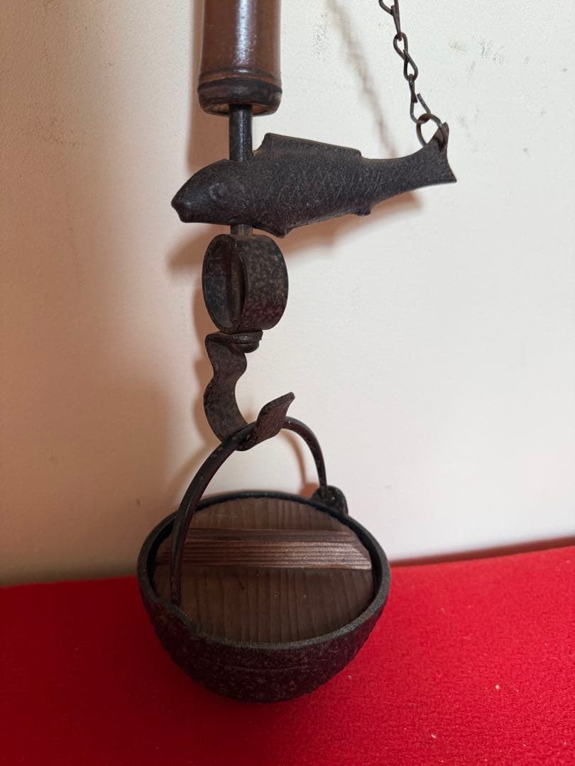 自在鉤・鉄器・昭和レトロ　アンティーク　古物　囲炉裏　鉄鍋　昭和