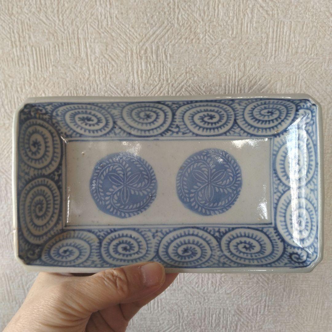 古伊万里切込焼蛸唐草長皿二客