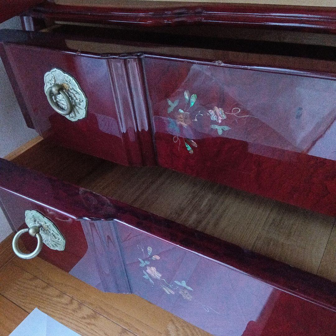 骨董洋服タンス　マホガニ貝細工