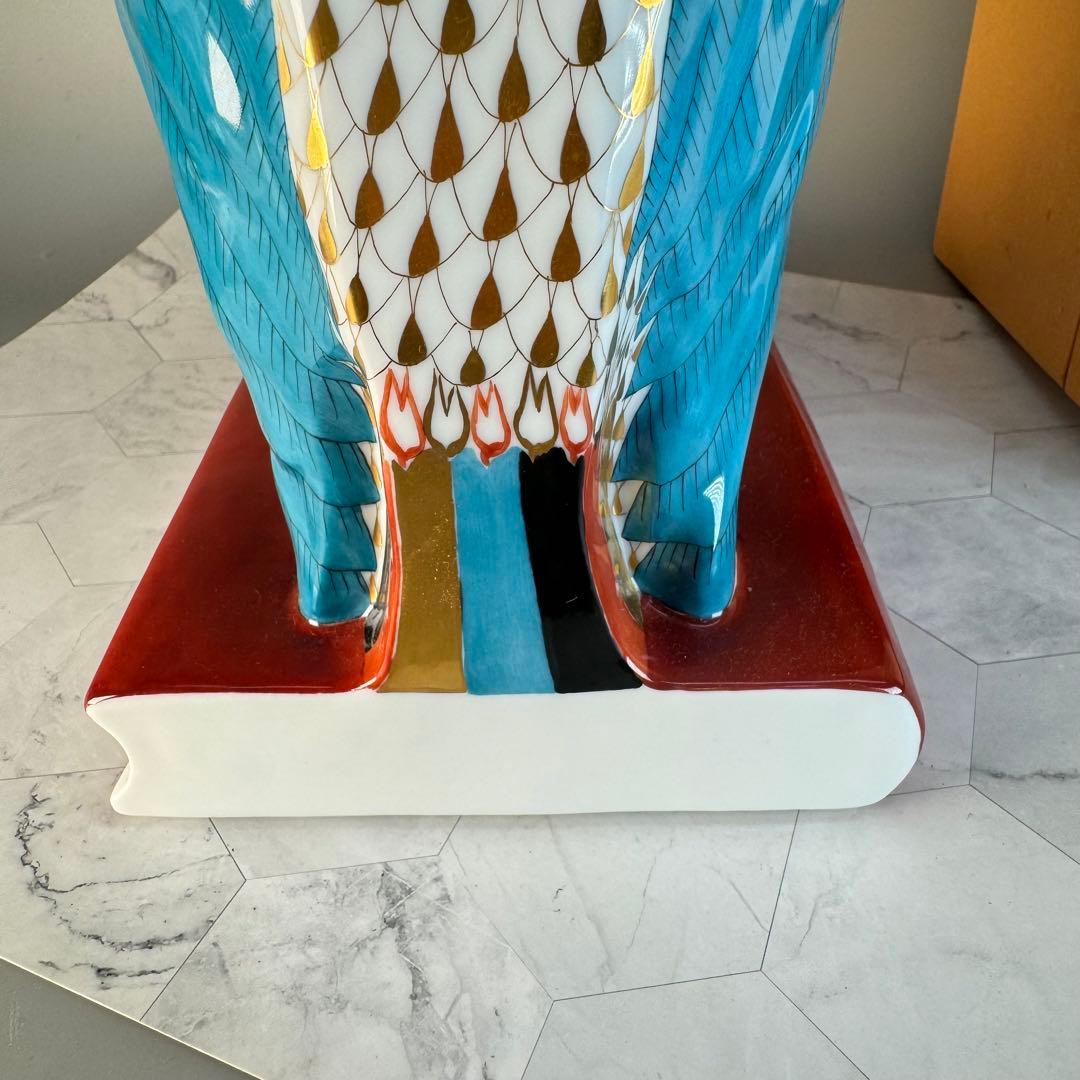 DA 1298 ヘレンド　herend本の上のフクロウ　縁起物　置物　陶器