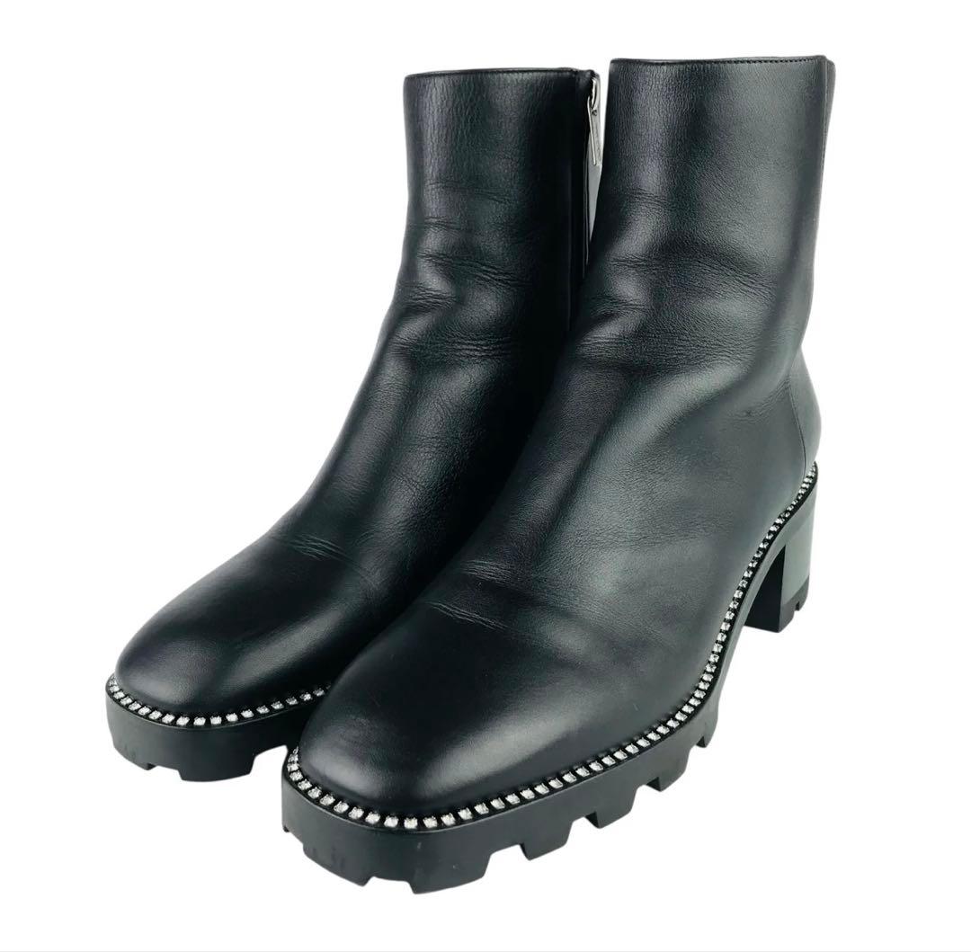 JIMMY CHO クリスタル レザーサイドジップ ショートブーツ(39）