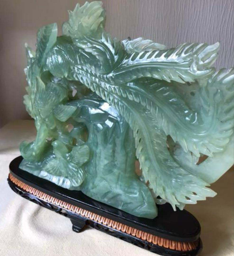 中国彫刻置物（玉石鳳凰花鳥）