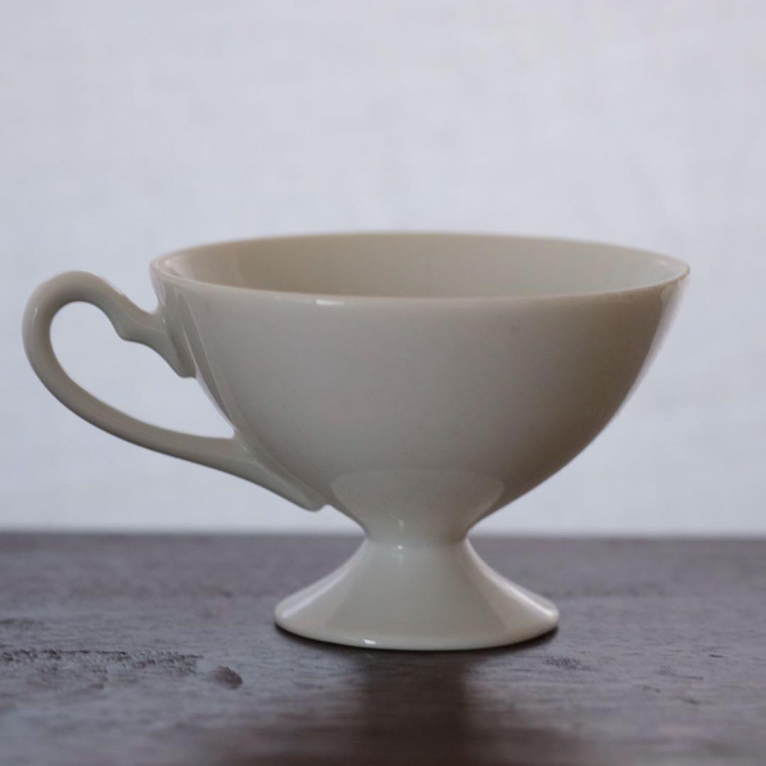 白磁 ティーカップ ペア 大正時代 骨董 アンティーク コーヒーカップ 古道具