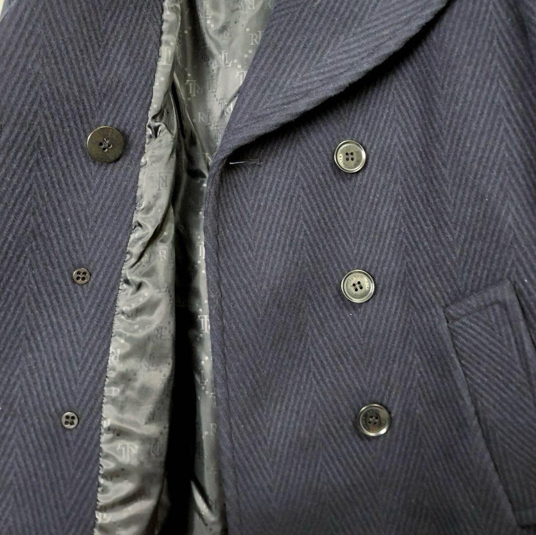 ローレンラルフローレン ピーコート ヘリンボーン ウール ネイビー ダブルボタン