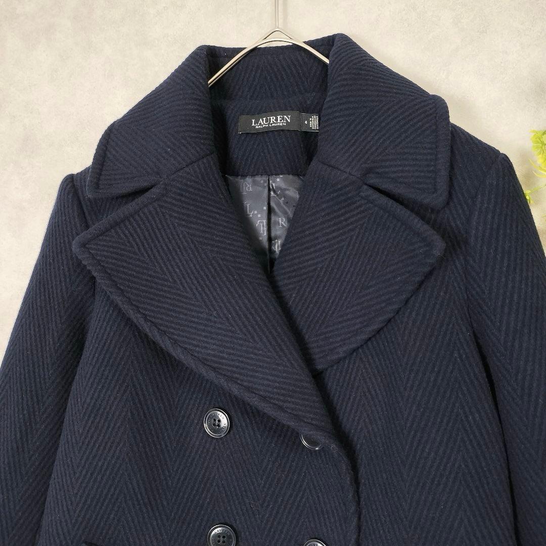 ローレンラルフローレン ピーコート ヘリンボーン ウール ネイビー ダブルボタン