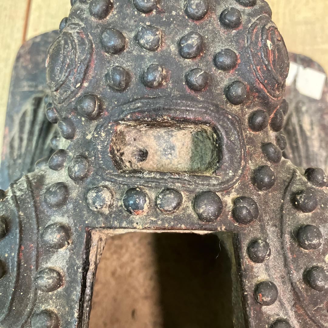 E-4 昭和レトロ 木彫り ガマ蛙 古道具 アンティーク 香炉 小物入れ 置物