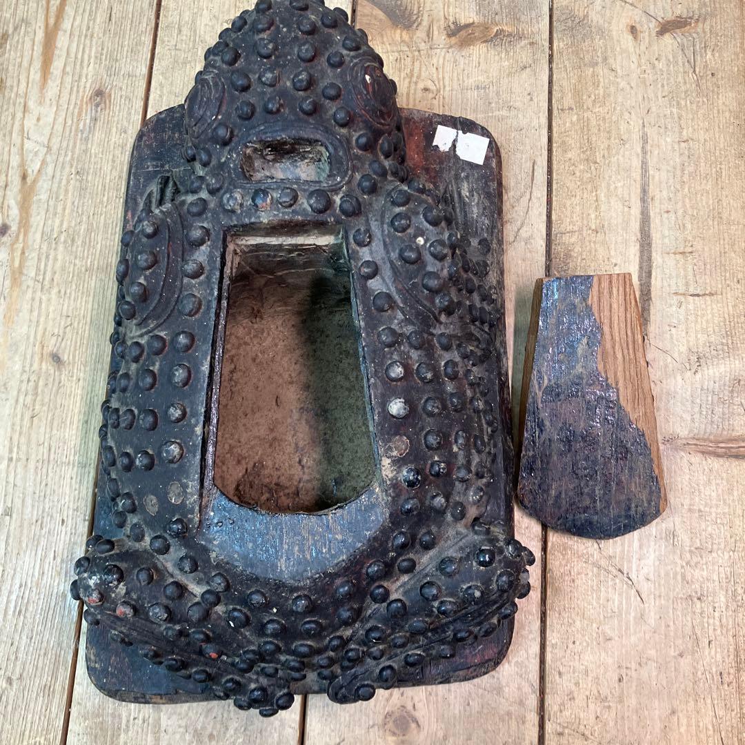 E-4 昭和レトロ 木彫り ガマ蛙 古道具 アンティーク 香炉 小物入れ 置物