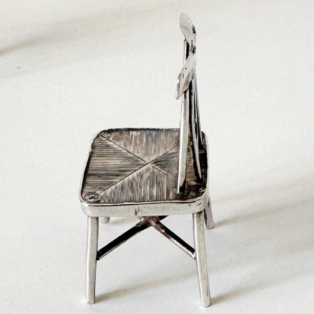 1977年★英国★アンティーク/純銀製/ミニチュア/椅子/イギリス/925/