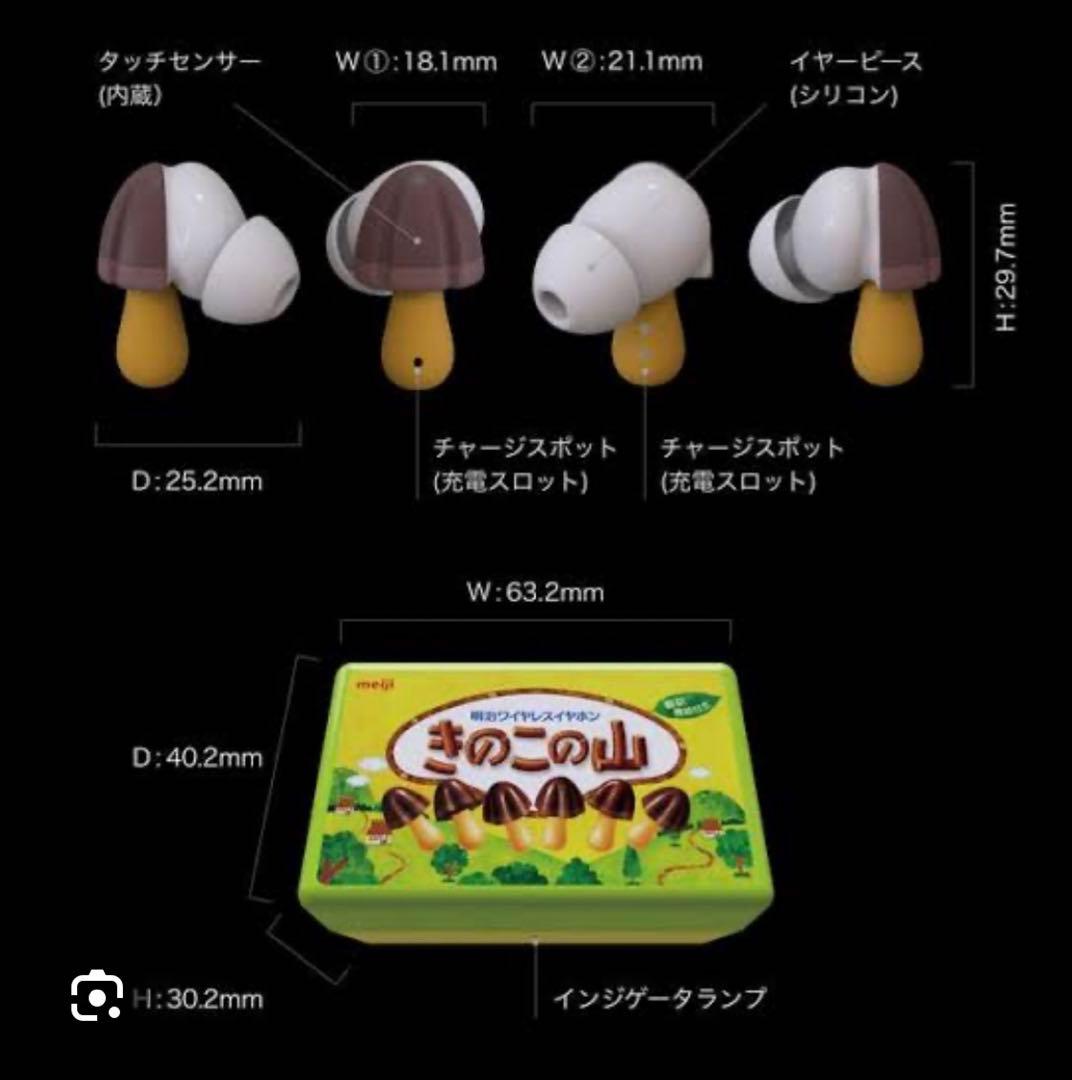 meiji きのこの山ワイヤレスイヤフォン　新品未開封品　シュリンク付き