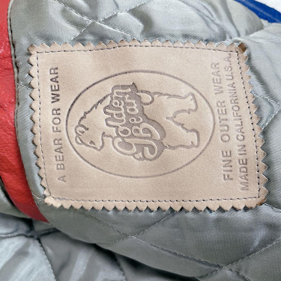 USA製　ヴィンテージ　スタジャン 袖革　golden bear 海外サイズM