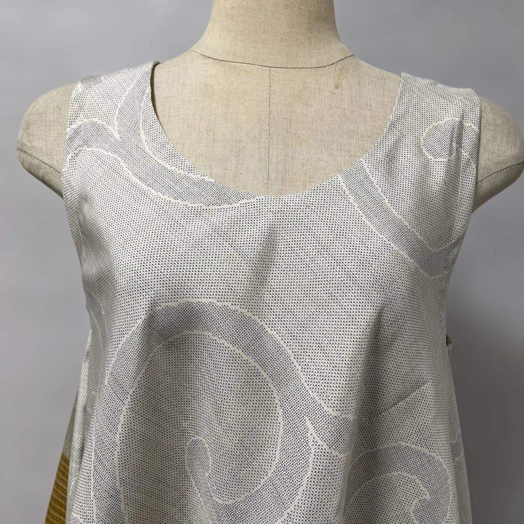 着物ワンピーステントラインロング丈【222】白大島紬や上代結城紬等M〜L