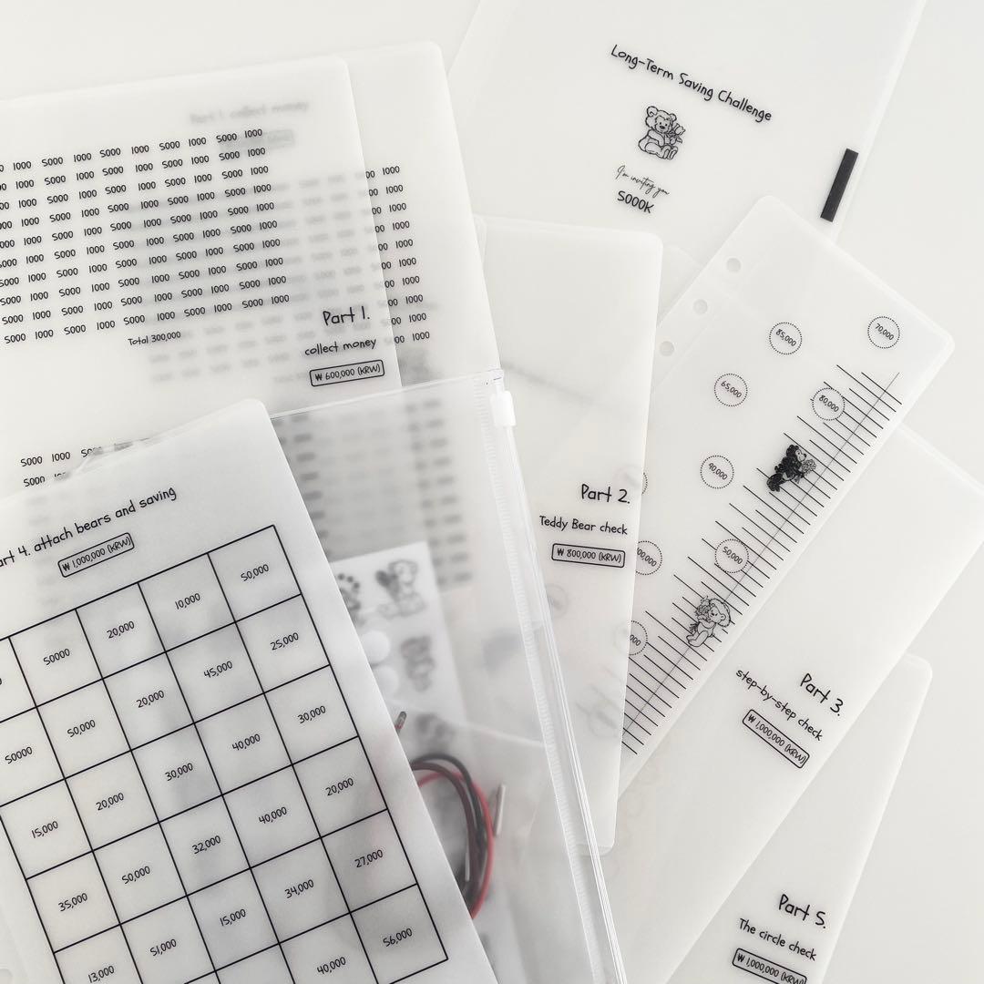 早い者勝ち　韓国　貯金　貯蓄　バインダー　カバー　リフィル　A5 くま　ベア