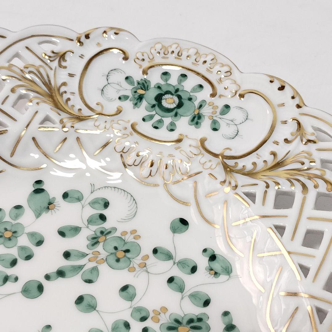 未使用品 美品 Meissen マイセン インドの華 リッチグリーン プレート