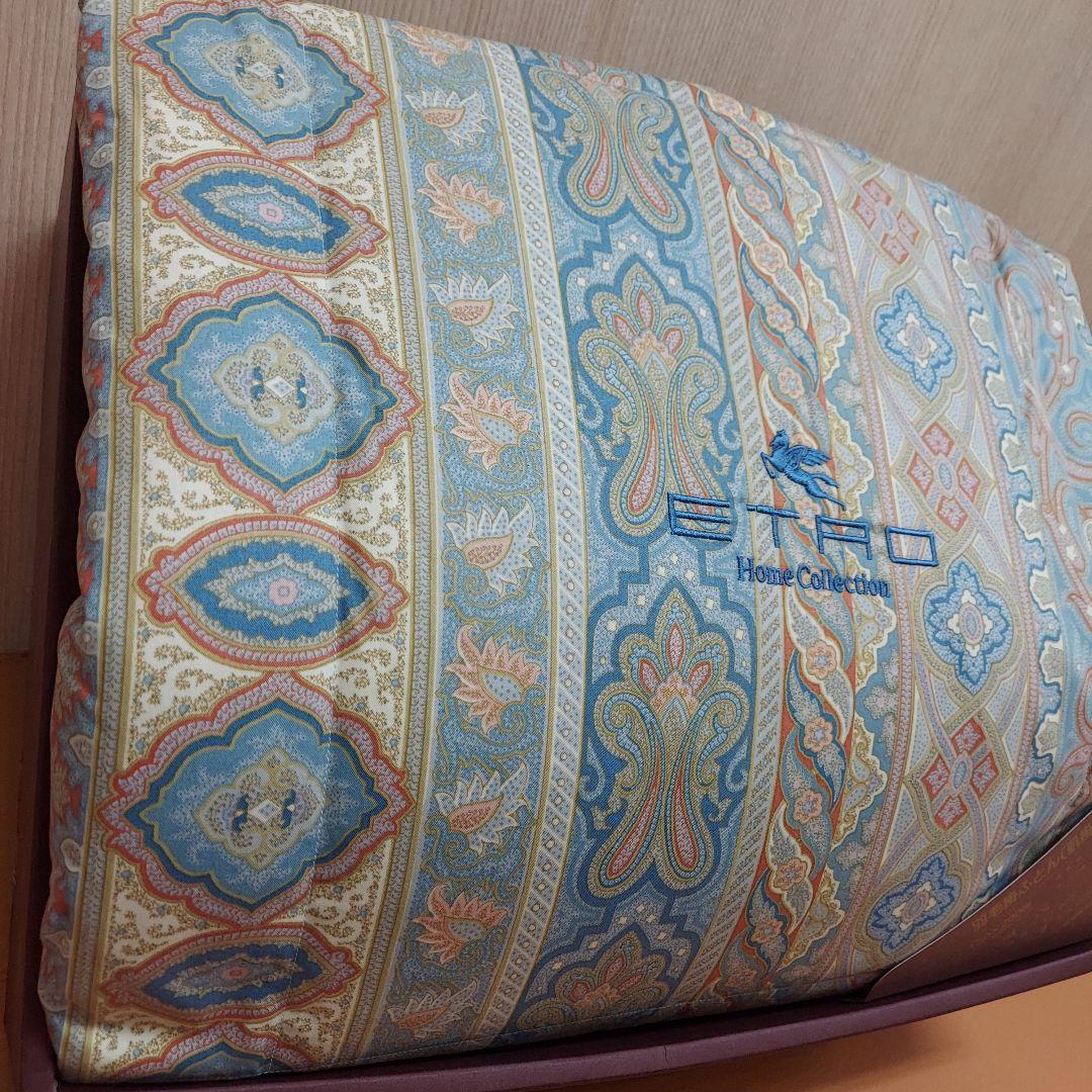 【未使用】エトロ　ダウン90% 羽毛掛布団 150×200cm ブルーペイズリー