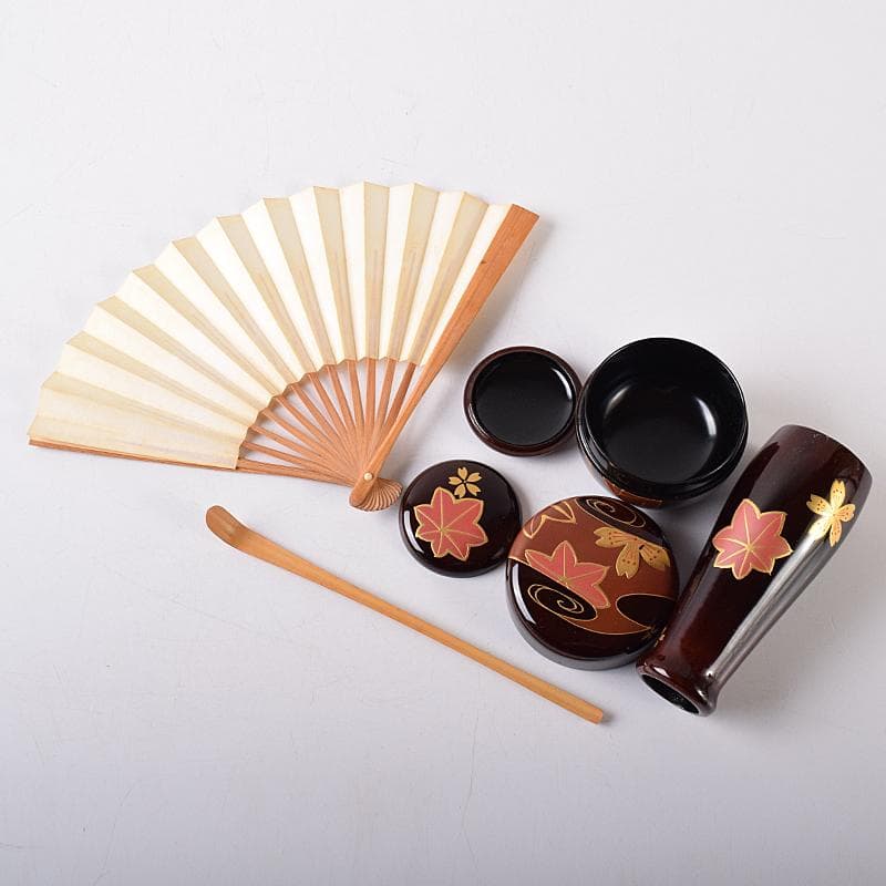 茶道具　利休茶箱　京焼　川添寿楽造　茶碗　飛青磁振出など　九点一式　VR8704