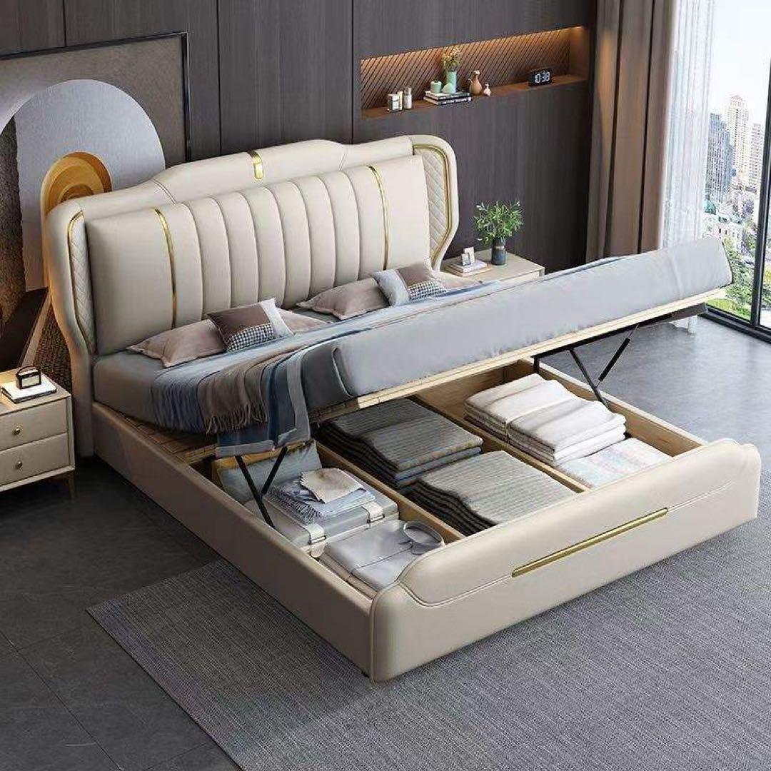 モダンデザインベッドフレーム　クイーンサイズ