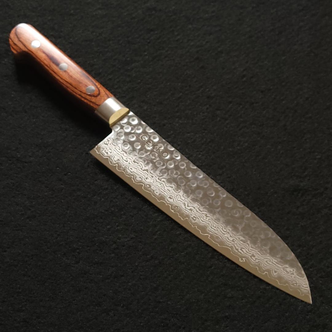 ゆ*り様 VG10 ダマスカス 三徳包丁185mm 茶柄 G1706E 月光作